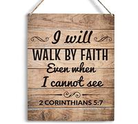 TammieLove Regali cristiani I Will Walk By Faith Even When I Cannot See Sign 2 Corinthians 5:7 En Targa in metallo retrò vintage metallo poster decorazione da parete 20 x 30 cm, TinSignTammieLoveA7281