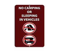 TammieLove - Segnale di Avvertimento in Metallo con Scritta No Camping or Sleeping in Vehicles Activity Sign Park, 20 x 30 cm