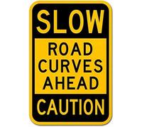 TammieLove Slow Road Curves Ahead - Cartello di attenzione, 20,3 x 30,5 cm