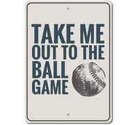 TammieLove Targa con frase in stile baseball, con scritta "Take Me Out To The Ball" (lingua italiana non garantita), targa natalizia in latta, 20,3 x 30,5 cm, TinSignEUa2464