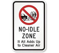 TammieLove Targa da parete con avviso di avviso, decorazione No Idle Zone It All Adds Up To Cleaner, cartello infiammabile, in metallo, divertente, in metallo, 20,3 x 30,5 cm, TinSignEUa24170