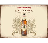 TammieLove Targa da parete in metallo con scritta "Birra Moretti" con birra moretti, stile vintage con scritta "Italian Beer" SP#13, TinSignEUa492, 20,3 x 30,5 cm
