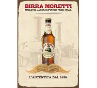 TammieLove Targa da parete in metallo con scritta "Birra Moretti" con birra moretti, stile vintage con scritta "Italian Beer" SP#11, TinSignEUa470, 20,3 x 30,5 cm