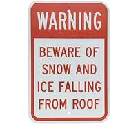 TammieLove Targa in latta con scritta "Beware of Snow and Ice Falling from Roof Red On White Warning 20,3 x 30,5 cm, Tinsigneua32418
