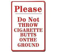 TammieLove Targa in latta con scritta in lingua inglese "Please Do Not Throw Cigarette Butts On The ground", per interni ed esterni, 20,3 x 30,5 cm