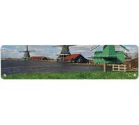 TammieLove Targa in latta decorativa con mulino a vento tradizionale olandese con tulipani rossi ad Amsterdam, decorazione per bar, 40 x 10 cm, cartello di avviso per interni ed esterni, cartelli