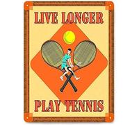 TammieLove Targa in metallo con racchette da tennis con racchette, ideale come regalo per la stanza, decorazione natalizia, 20,3 x 30,5 cm