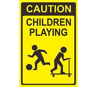 TammieLove Targa in metallo con scritta "Caution Children Playing Sign 30,5 x 20,3 cm Coffice Company School Home Decor
