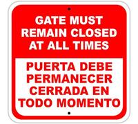 TammieLove Targa in metallo con scritta "Gate Must Remain Closed at All Times", cartello quadrato, 30,5 x 30,5 cm, 12 x 12a2027