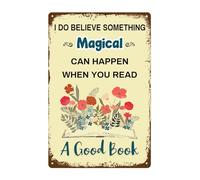 TammieLove Targa in metallo con scritta "I Do Believe Something Magical Can Happen When You Read A Good Book", stile retrò, vintage, in metallo, decorazione da parete, 20,3 x 30,5 cm