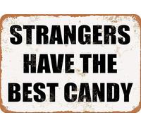 TammieLove Targa in metallo con scritta in inglese "Strangers Have The Best Candy" in stile retrò, decorazione da parete per bar, caffetteria, casa, stile vintage, 20,3 x 30,5 cm