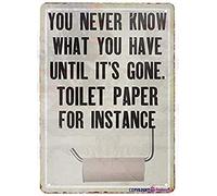 TammieLove Targa in metallo con scritta in lingua inglese "You Never Know What You Have Until It's Gone Toilet Paper for Instance", stile retrò, vintage, in metallo, decorazione da parete, 20,3 x 30,5