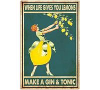 TammieLove Targa in metallo con scritta "Lemon Lady When Life Gives You Lemons Make A Gin And Tonic", 20,3 x 30,5 cm, TinSignEUa45591