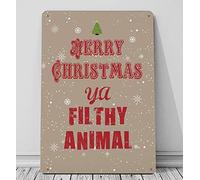 TammieLove Targa in metallo con scritta "Merry Christmas Ya Filthy Animal Funny Decor Picture Wall Art Tin Sign 20,3 x 30,5 cm