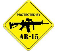 TammieLove Targa in metallo con scritta "Protected by Ar-15 Assault Rifle Gun Car Truck Window Sign Square Sign 30,5 x 30,5 cm, Tinsign12x12a2206