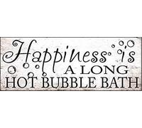 TammieLove Targa in metallo divertente con scritta "Happiness is a Long Hot Bubble Bath", per bar, pub, garage, sala da pranzo, caffetteria, decorazione per la casa, 20,3 x 30,5 cm