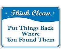 TammieLove Targa in metallo in alluminio, 20,3 x 30,5 cm, Think Clean Put Things Back Where You Found Them