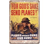 TammieLove Targa in metallo in stile vintage con scritta in lingua inglese "for God's Sake Send Planes" (lingua italiana non garantita)
