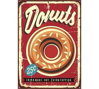 TammieLove Targa in metallo retrò con ciambelle American Diner Fast Food Cafe Bar Torte, 20,3 x 30,5 cm