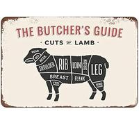 TammieLove TinSignEUa19280 - Targa in metallo con scritta "The Butcher's Guide Cuts Of Lamb", decorazione per bar, pub, casa, vintage, per feste, 20,3 x 30,5 cm