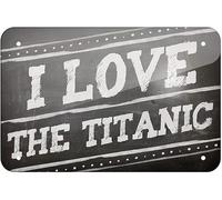 TammieLove Tinsigneua40138 - Targa in metallo con lavagna e scritta "I Love The Titanic", 20,3 x 30,5 cm