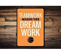 TammieLove Tinsigneua51095 - Cartello con frase per lavoro di squadra, decorazione per spogliatoio, per spogliatoio, decorazione per stanza da basket, regalo per esterni e interni, in latta, 20 x 30