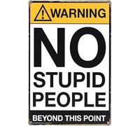 TammieLove Tinsigneua56860 - Targa in metallo con scritta "New Joyingle Warning:No Stupid People Beyond This Point", per interni ed esterni, 20 x 30 cm