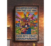 TammieLove TinSignEUa59455 - Poster vintage in metallo con scritta "Old Hippies Don'T Die They Just Fade Into Crazy Grandparents Vikings", decorazione per la casa, 20 x 30 cm, TinSignEUa59455