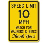 TammieLove TinSignEUa64038 - Cartello stradale di avvertimento di sicurezza, limite di velocità, orologio da 10 Mph per camminatori e ingegneri, in metallo, 20,3 x 30,5 cm