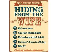 TammieLove TinSignEUa66270 - Targa decorativa da parete in latta vintage con scritta "Hiding From the Wife", per bar, casa, birreria, pub, 20,3 x 30,5 cm