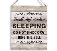 TammieLove TinSignTammieLoveA7302 - Targa in metallo retrò vintage con scritta "Night Shift Worker Sleeping Do Not Knock Or Ring The Bell", 20,3 x 30,5 cm