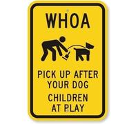TammieLove Whoa Pick Up After Your Dog Children at Play Sign Warning Tin Sign 20,3 x 30,5 cm