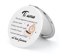 Tamnioa Natale Regalo Ragazza Idee Regalo Moglie Compleanno Regali Amore Originale Utile, Specchietto da Borsetta Specchio da Viaggio Specchio Trucco Ingranditore Specchietto Doppio Compagna