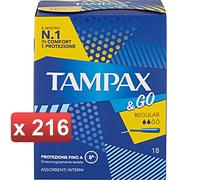 TAMPAX 216 PEZZI - TAMPAX & GO REGULAR PZ.18 IN 12 CONFEZIONI cura casa e person
