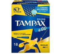 Tampax – Assorbenti interni &GO Regular – Applicatore plastica, Flusso medio – 18 pezzi