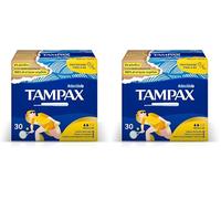 Tampax Regular, 30 assorbenti interni con applicatore in cartone. L'unico Tampax senza plastica e con cuore assorbente 100% di origine vegetale. Ideale per flussi da leggeri a medi. (Confezione da 2)
