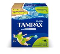 Tampax Super, 30 assorbenti interni con applicatore in cartone. L'unico Tampax senza plastica e con cuore assorbente 100% di origine vegetale. Ideale per flussi da medi a abbondanti
