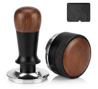 Tamper Caffè 58 mm Professional, Dispenser di polvere 58 mm e Tappetino in silicone - Kit Barista Premium per Espresso, Base Inox, Manico Legno, Strumento di Tassatura Compatibile Porta Filtro 58 mm