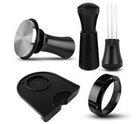 Tamper per caffè 54 mm, set di tamper con strumento WDT, anello dosatore 54 mm, tappetino per timpano, regolatore della pressione da 54 mm, in acciaio inox con base a costola, aggiornato WDT Tool con