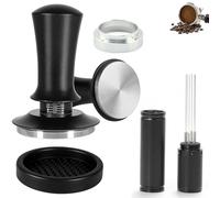 Tamper per per caffè da 51 mm, set da 4 pezzi, con regolazione della pressione, pressa a molla da 51 mm, base in acciaio inox, strumento WDT con 6 aghi, in acciaio inox