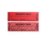 TamperSeals Group - 100 Etichette Di Sicurezza "Voidopen" Non Trasferimento/Adesivi/Guarnizioni Per Pacchetto Riutilizzabile E Superficie Costosa (Rosso, 2,5 X 8,5 cm, Numeri Di Serie)