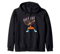 Tamponando Menorah Hanukkah Danza Chanukah Ragazze Ragazzi Felpa con Cappuccio