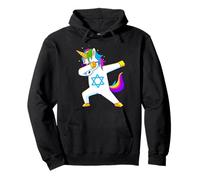 Tamponando Unicorno Hanukkah Ebraico Danza Chanukah Bambini Felpa con Cappuccio