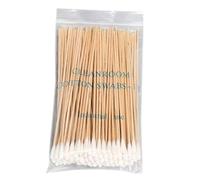 Tampone cotone 100/200 da 6" Manico in legno Applicatore con punta in cotone Bastoncino legno per pulizia, pulizia delle ferite, trucco, cura degli animali Tampone con manico lungo in legno