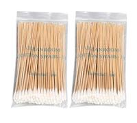 Tampone cotone 100/200 da 6" Manico in legno Applicatore con punta in cotone Bastoncino legno per pulizia, pulizia delle ferite, trucco, cura degli animali Tampone con manico lungo in legno
