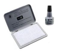 TAMPONE CUSCINETTO SPUGNA NEUTRO PER TIMBRI 120 X 85 mm + INCHIOSTRO NERO 30ml