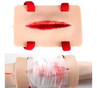 Tampone di addestramento per ferite in silicone realistico - Simulatore indossabile riutilizzabile per il controllo delle emorragie, la sutura e la pratica del primo soccorso di emergenza,Flesh