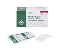 Tampone imbevuto imbevuto imbevuto di alcool isopropilico per la pulizia 70% non sterile imballato singolarmente non piegato 6x3 cm. Scatola da 100 pezzi