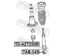 Tampone in gomma balestra Assale posteriore TD-AZT250R FEBEST per TOYOTA AVENSIS