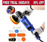 Tampone per lucidatrice per auto a doppia azione 1400 W 110 V con dischi da 150 mm-180 mm, kit per ceratura per levigatura 6 velocità variabile per lucidare auto